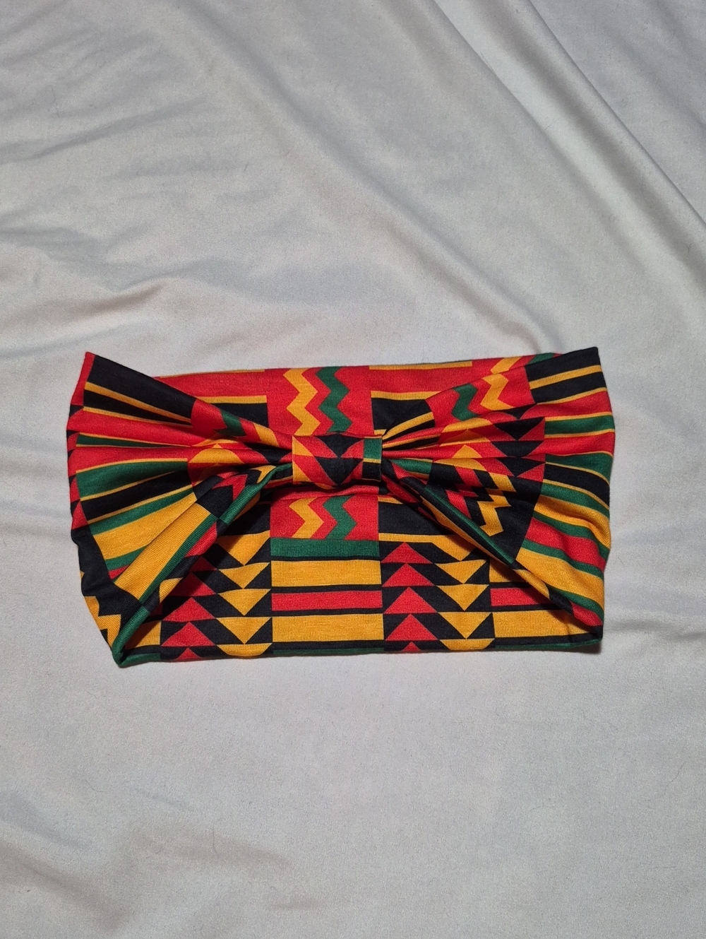 Kente Print Bow Headwrap - Red, Yellow & Green